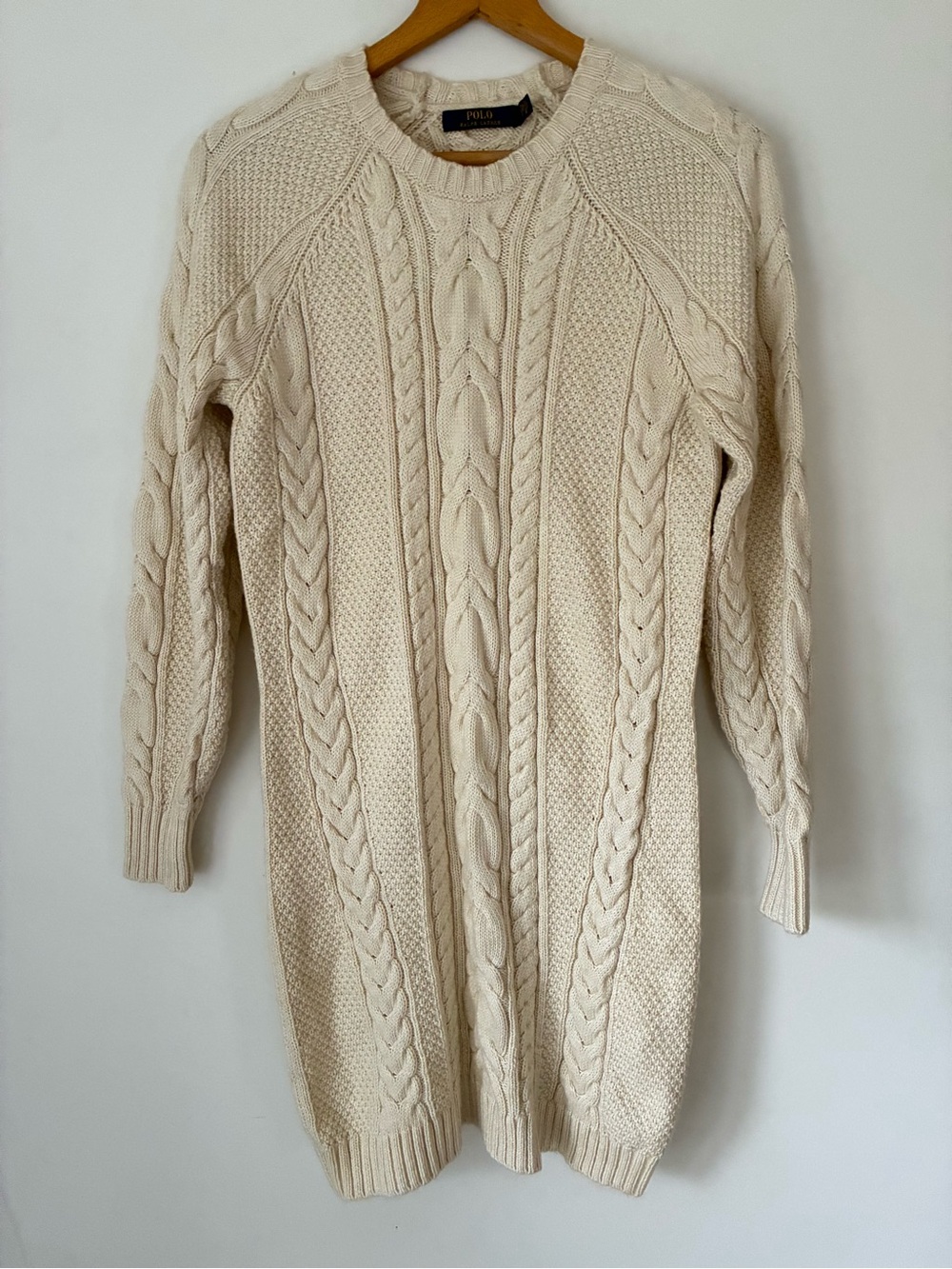 Polo Ralph Lauren Sweater Dress Women’s S Cream Cable Knit Preppy